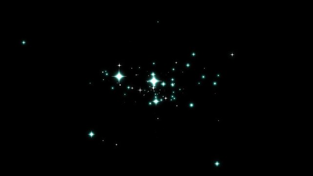 Magic sparkles glitter blast stars, fairy dust wand glitter stars trail transition, glowing twinkling glitter star, on black screen background 4k video, glitter magic tail sparkling