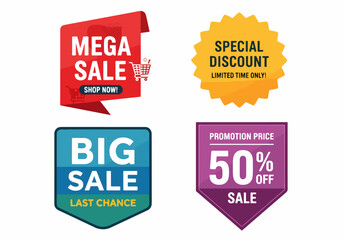 Set of colorful sale labels