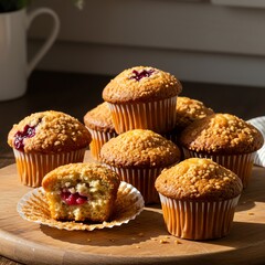 Freshly Baked Crumble Top Muffins with Jam Filling