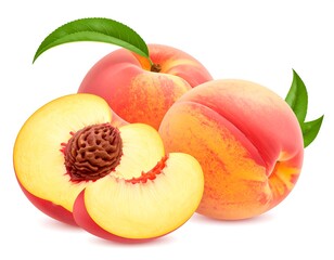 Fresh peaches whole and halved