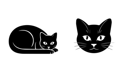 cat, animal, silhouette, black, pet, illustration, vector, mammal, kitten, feline, domestic, dog, cartoon, cats, black and white cat design, 