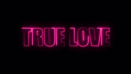 True love glowing neon pink text against a dark background for valentine's day designs and romantic themes - Powered by Adobe