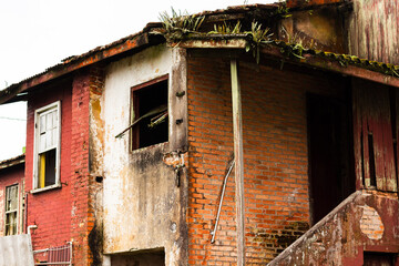 Abandoned Old Brick and Wood House