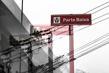 Duplicated Sign and Power Lines, Monochrome