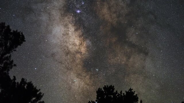 Starry heavens shift slowly in captivating night sky time lapse footage 