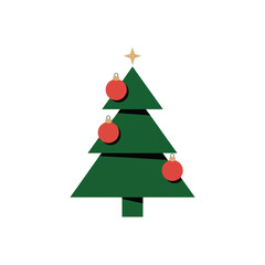 Obraz premium Stylized Christmas Tree With Ornaments green red ornaments
