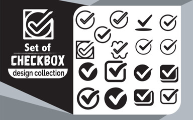 Diverse set of checkmark icons and checkbox designs for modern digital interfaces
