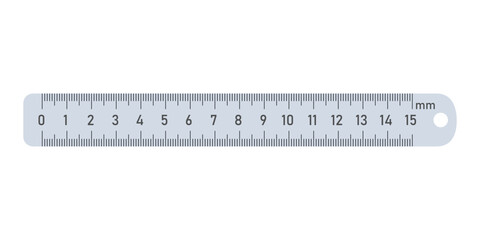 gray metallic ruler showing 15 centimeters and millimeters, an essential tool for measuring, education, and precision work.