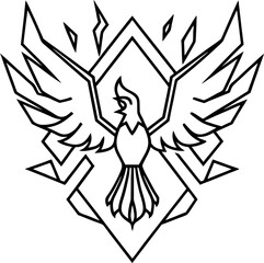 phoenix rising from shattered glass illustration on transparent background