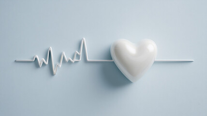 白いハートと青色の心電図図