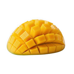 Diced mango fruit isolated on transparent background