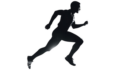 Obraz premium Dynamic black silhouette of a male athlete running fast.