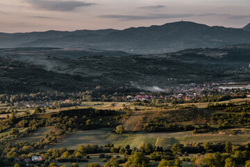 Magical summer sunset light in the mountains of Maramures, Romania