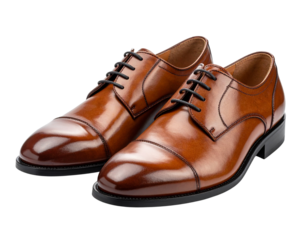 Classic Brown Leather Dress Shoes Isolated on White Background