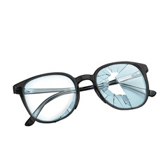 &Oacute;culos com lentes quebradas, oculos preto velho com vidro trincado