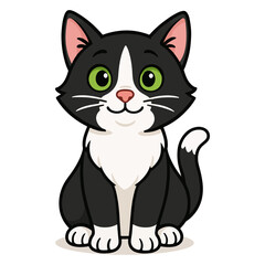 Fototapeta premium Illustration of a tuxedo cat isolated on transparent background, vector format