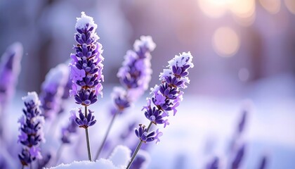 Snow-Kissed Lavender: A Winter Aesthetic with Floral Elegance and Soft Hues