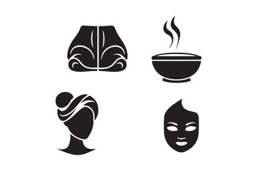 Spa and beauty icons for wellness and relaxation treatments