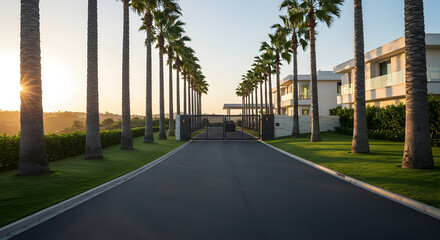 Obraz premium A house with a dramatic driveway leading to the entrance