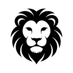 Obraz premium Vector lion silhouette logo, a stylish isolated king of the jangle lion head with flowing mane, a minimalist and diametric lion design on white background for logo, branding, and Illustration