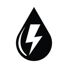 Water Drop Icon with Lightning Bolt Symbol for Energy and Power Concept Vector