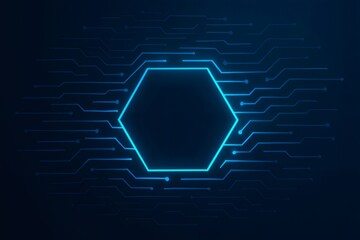 Digital hexagon connecting lines forming abstract circuit pattern