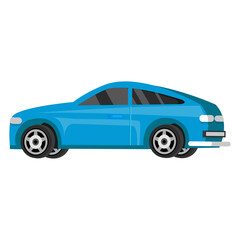 Side profile of a sleek blue coupe car, a modern automotive vector illustration for transport concepts