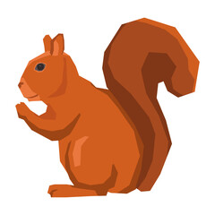 Low Poly Squirrel Illustration with Fluffy Tail and Nutty Charm A Wild Animal Design