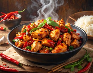 Deliciously Aromatic Chicken Stir-fry with Rice