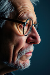Close-up Profile of a Thoughtful Senior Man