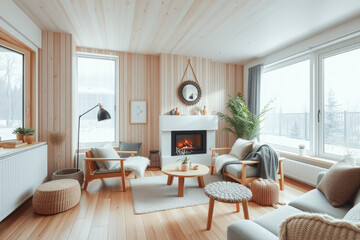 Cozy Living Room with Wood Accents