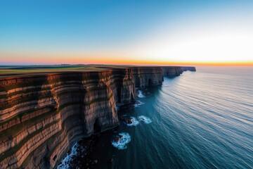 Dramatic Coastal Cliffs at Sunset