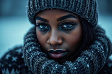 Winter Portrait of a Woman in Knitwear