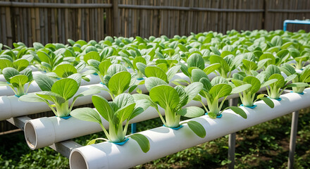 Hydroponic cultivation of leafy green vegetables in a vertical farm system