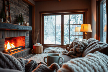 Cozy Winter Evening by the Fireplace