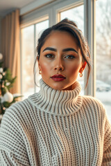Stylish Woman in a Cozy Winter Sweater