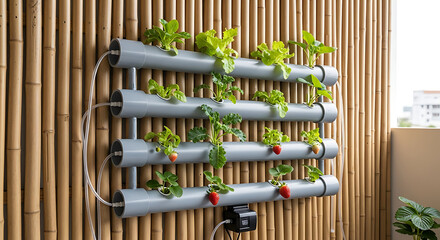 Hydroponic PVC Garden Growing Fresh Produce at Home