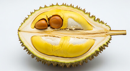 Cross-Section of Durian Fruit A Close-Up View of the Creamy, Spiky Asian Delicacy