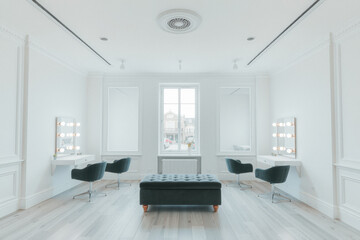 Elegant Makeup Studio with Luxurious Seating