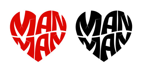 Heart-shaped sticker in colorful and black design symbolising relationship between two men 