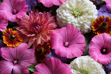 Vibrant summer garden bouquet showcasing colorful blooming flowers