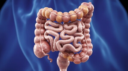 3D Illustration of Human Intestines and Colon
