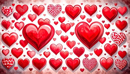 Red hearts pattern on textured background