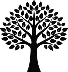 Obraz premium Green Tree with Rounded Leaves on Transparent Background