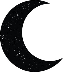 Silver Crescent Moon Glowing Transparent Background