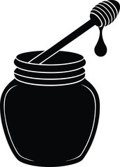 Yellow Honey Jar with Dipper Transparent Background