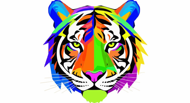 World animal day october 4 colorful tiger head illustration, abstract tiger art, wildlife animal drawing, vibrant tiger design for print vector