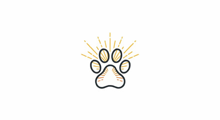 World animal day  october 4 dog paw print logo design with radiant sunburst effect for pet care animal rescue veterinary services company vector