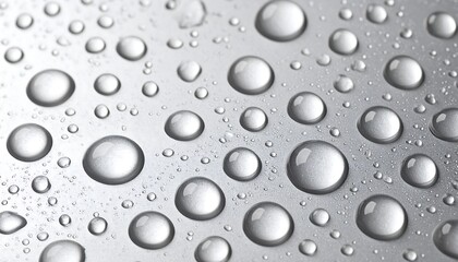 Macro Shot of Water Droplets on a Silver Surface
