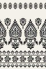 Motifs African boho paisley Floral Ikat pattern embroidery border. Ethnic ikat floral Ethnic Indian Pattern.Border Indian floral Aztec embroidery seamless patterns.Aztec geometric ornament print.